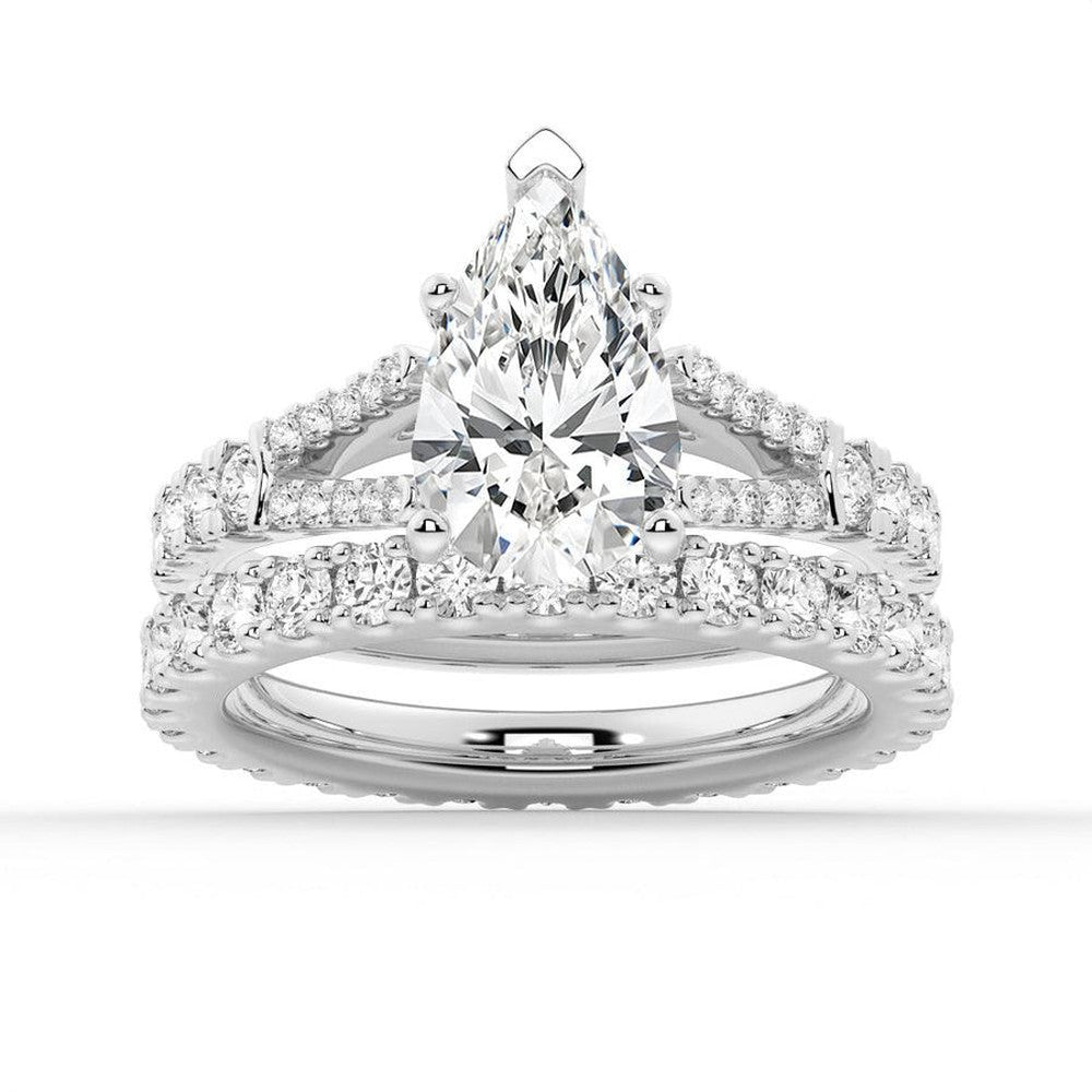 Pear Shaped Split - Shank Moissanite Bridal Set - TAYLOR KOM_925 Sterling Silver