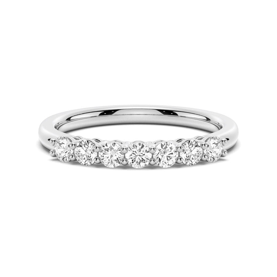 Petite 7 Stone French Pave Moissanite Wedding Band - TAYLOR KOM_925 Sterling Silver