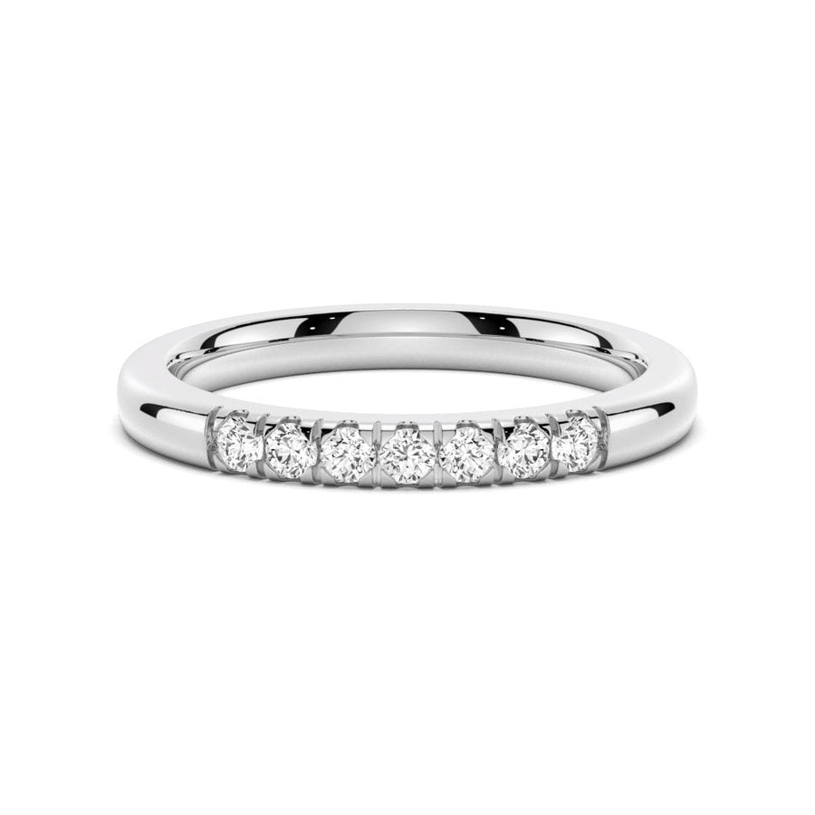 Petite 7 Stone French Pave Moissanite Wedding Band - 2mm - TAYLOR KOM_925 Sterling Silver