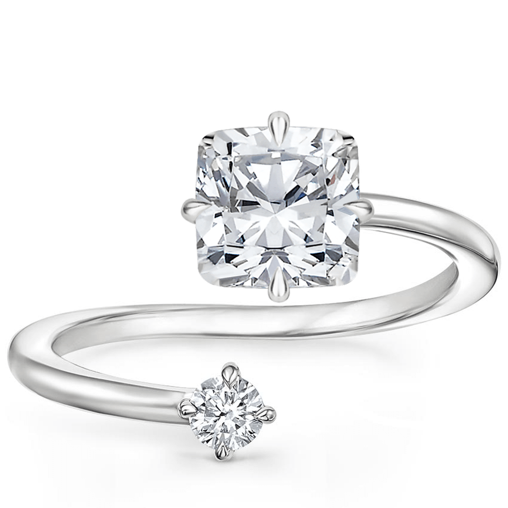 Petite Brilliant Cushion Moissanite Engagement Ring - TAYLOR KOM_925 Sterling Silver