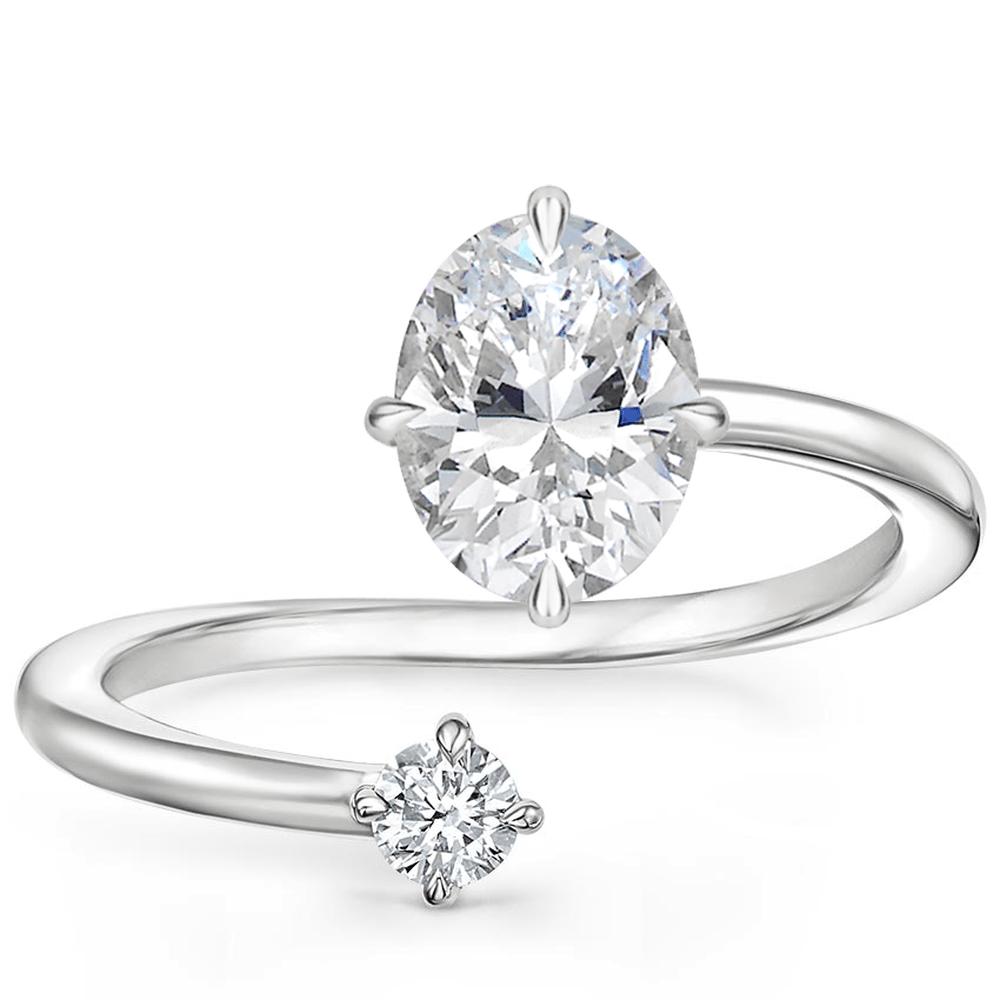 Petite Brilliant Oval Moissanite Engagement Ring - TAYLOR KOM_925 Sterling Silver