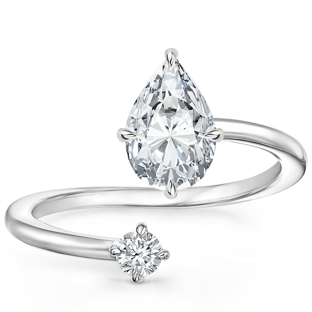 Petite Brilliant Pear Moissanite Engagement Ring - TAYLOR KOM_925 Sterling Silver