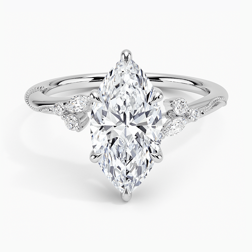 Petite Marquise Cut Moissanite Engagement Ring - TAYLOR KOM_925 Sterling Silver