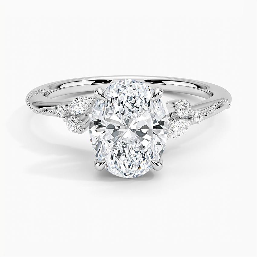 Petite Oval Shaped Moissanite Engagement Ring - TAYLOR KOM_925 Sterling Silver