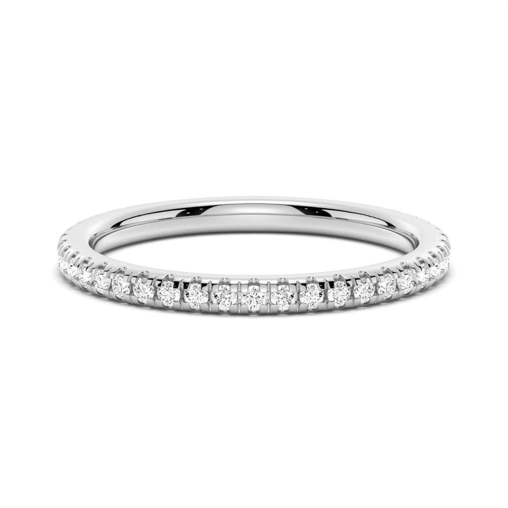 Petite Pavé Round Moissanite Wedding Band - TAYLOR KOM_925 Sterling Silver