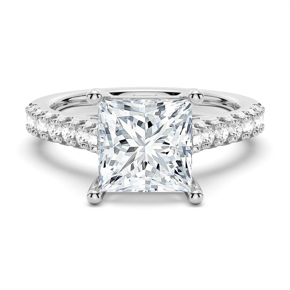 Princess Cut Pavé Moissanite Engagement Ring - TAYLOR KOM_925 Sterling Silver