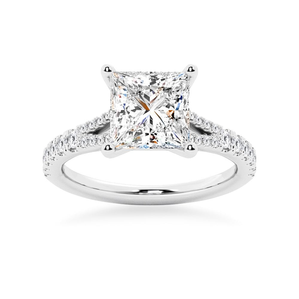 Princess Cut Split - Shank Moissanite Ring - TAYLOR KOM_925 Sterling Silver