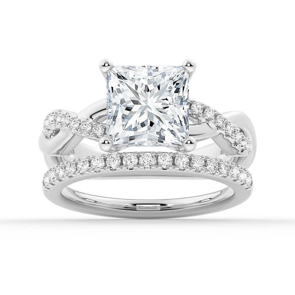 Princess Cut Twist Vine Moissanite Bridal Set - TAYLOR KOM_925 Sterling Silver