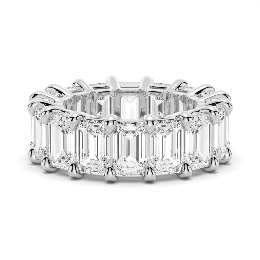 Prong - Set Emerald - Cut Moissanite Eternity Wedding Band - 8.9 CT. - TAYLOR KOM_925 Sterling Silver