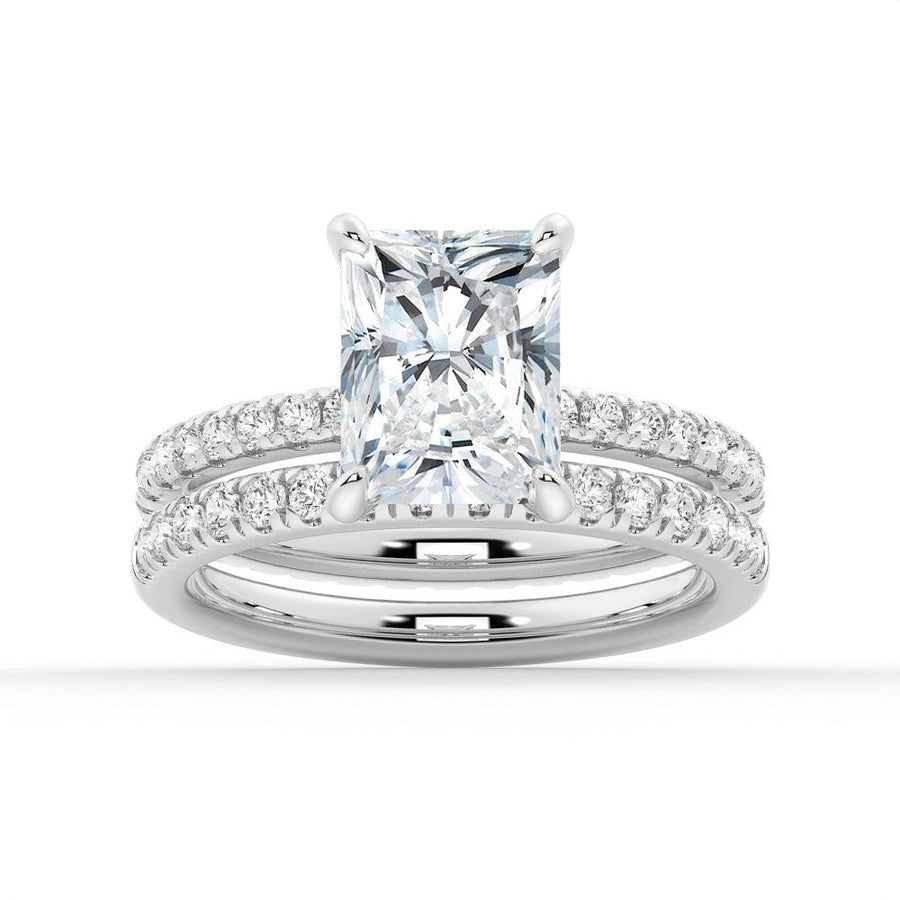 Radiant Cut Split - Shank Moissanite Bridal Set - TAYLOR KOM_925 Sterling Silver