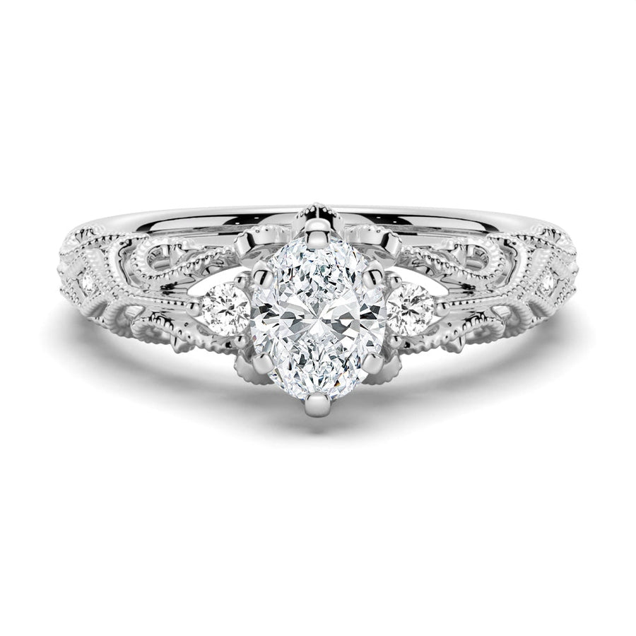 Romantic Vintage Oval Moissanite Engagement Ring - TAYLOR KOM_925 Sterling Silver