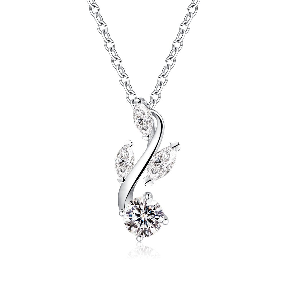 Round and Marquise Cut Moissanite Necklace - TAYLOR KOM_925 Sterling Silver