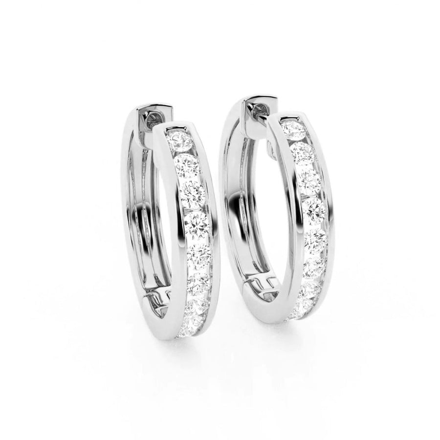 Round Cut Moissanite Channel Set Hoop Earrings - TAYLOR KOM_925 Sterling Silver