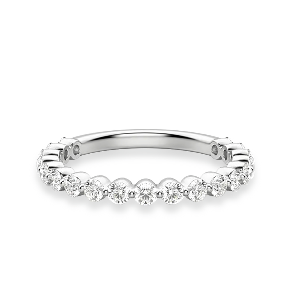 Round Cut Shared Prong Moissanite Half Eternity Band - TAYLOR KOM_925 Sterling Silver