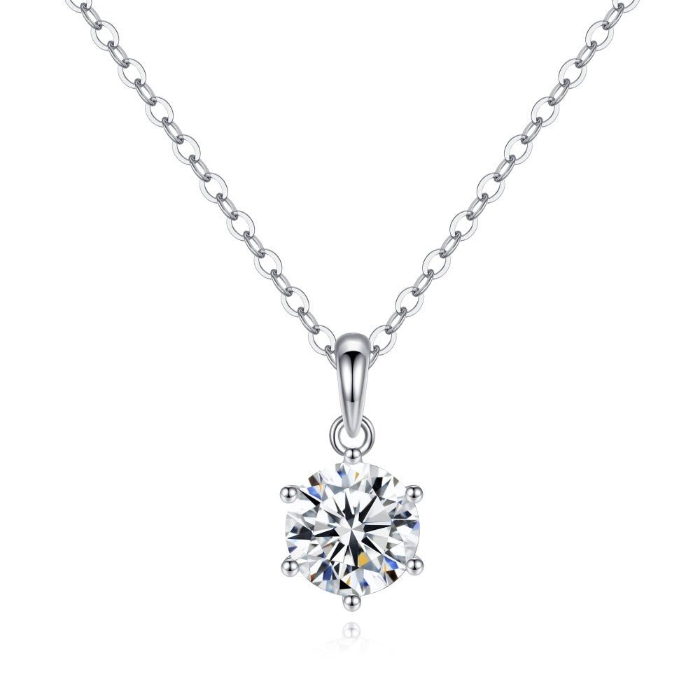 Round Cut Solitaire Moissanite Necklace - TAYLOR KOM_