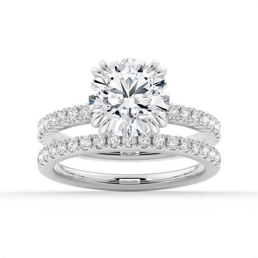 Round Cut Split - Shank Moissanite Bridal Set - TAYLOR KOM_925 Sterling Silver