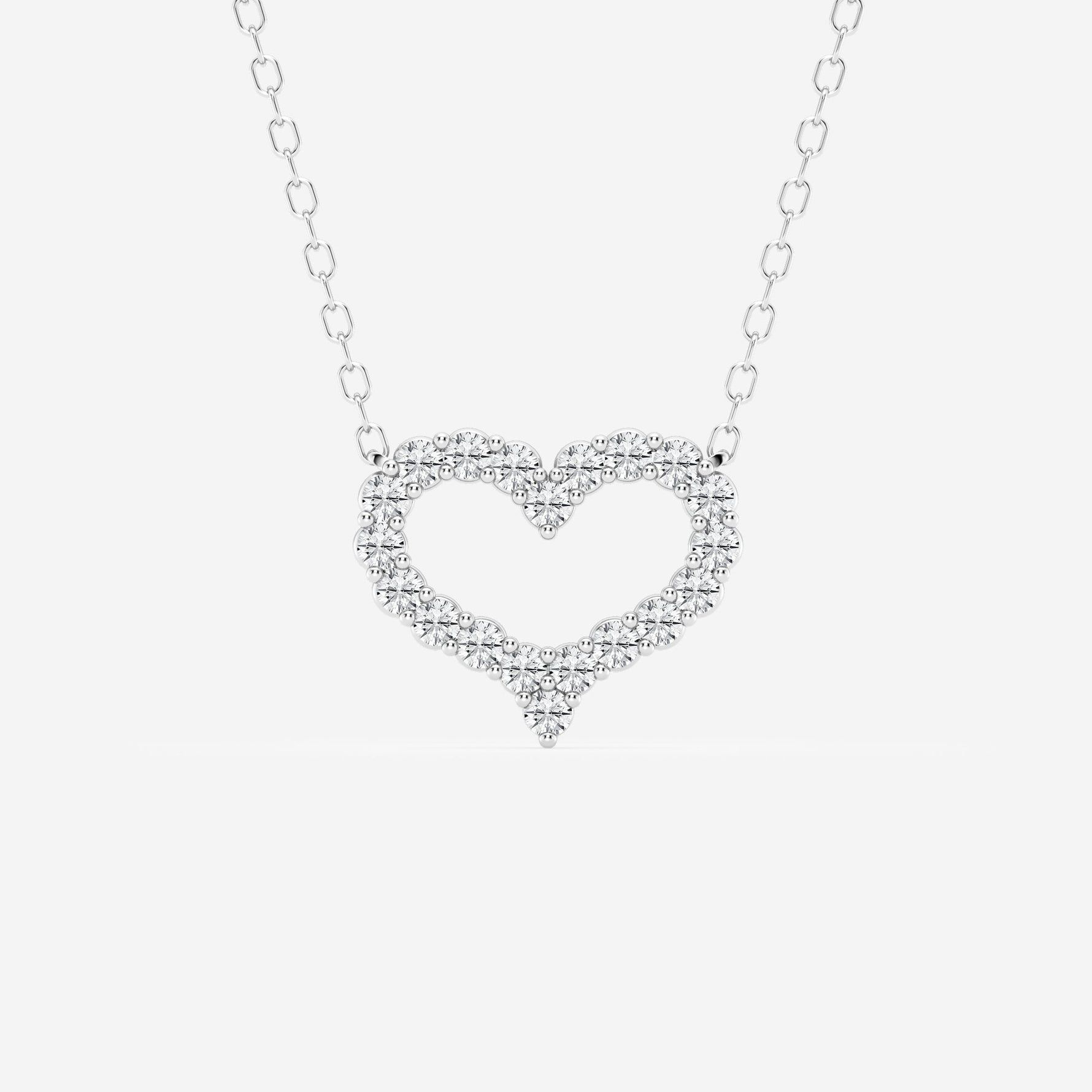 Round Moissanite Open Heart Fashion Pendant with Adjustable Chain - TAYLOR KOM_925 Sterling Silver