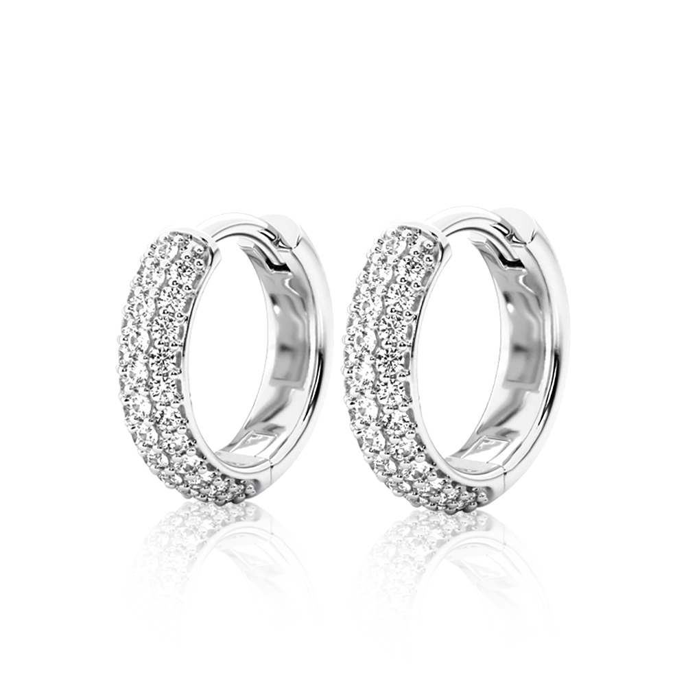 Round Pavé Moissanite Earrings - 1.36CTW - TAYLOR KOM_925 Sterling Silver