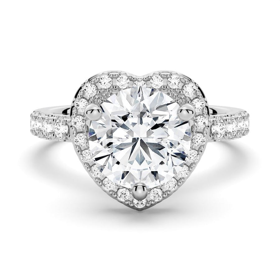Round Shaped Moissanite Halo Engagement Ring - TAYLOR KOM_925 Sterling Silver