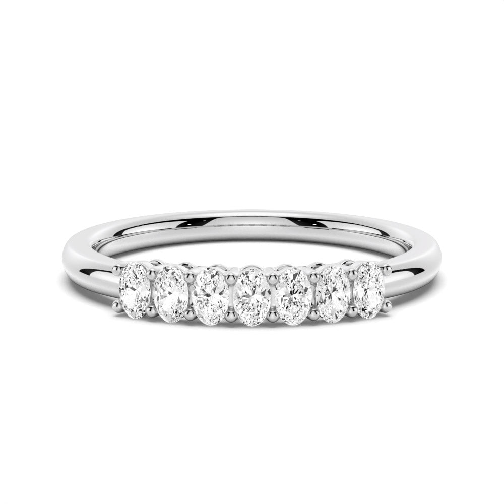 Shared Prong Oval Cut Moissanite Wedding Band - TAYLOR KOM_925 Sterling Silver