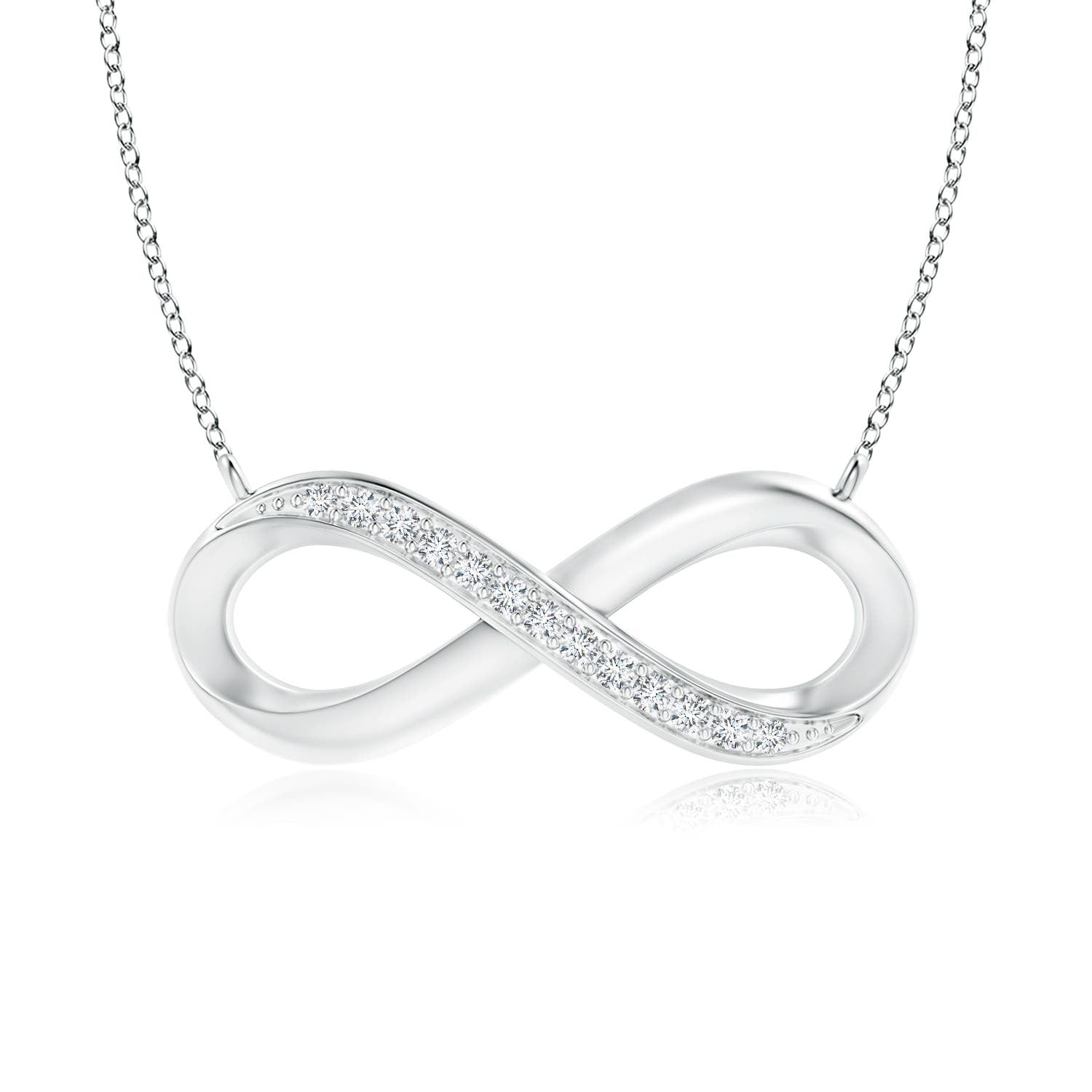 Sideways Pave - Set Moissanite Infinity Necklace - TAYLOR KOM_925 Sterling Silver