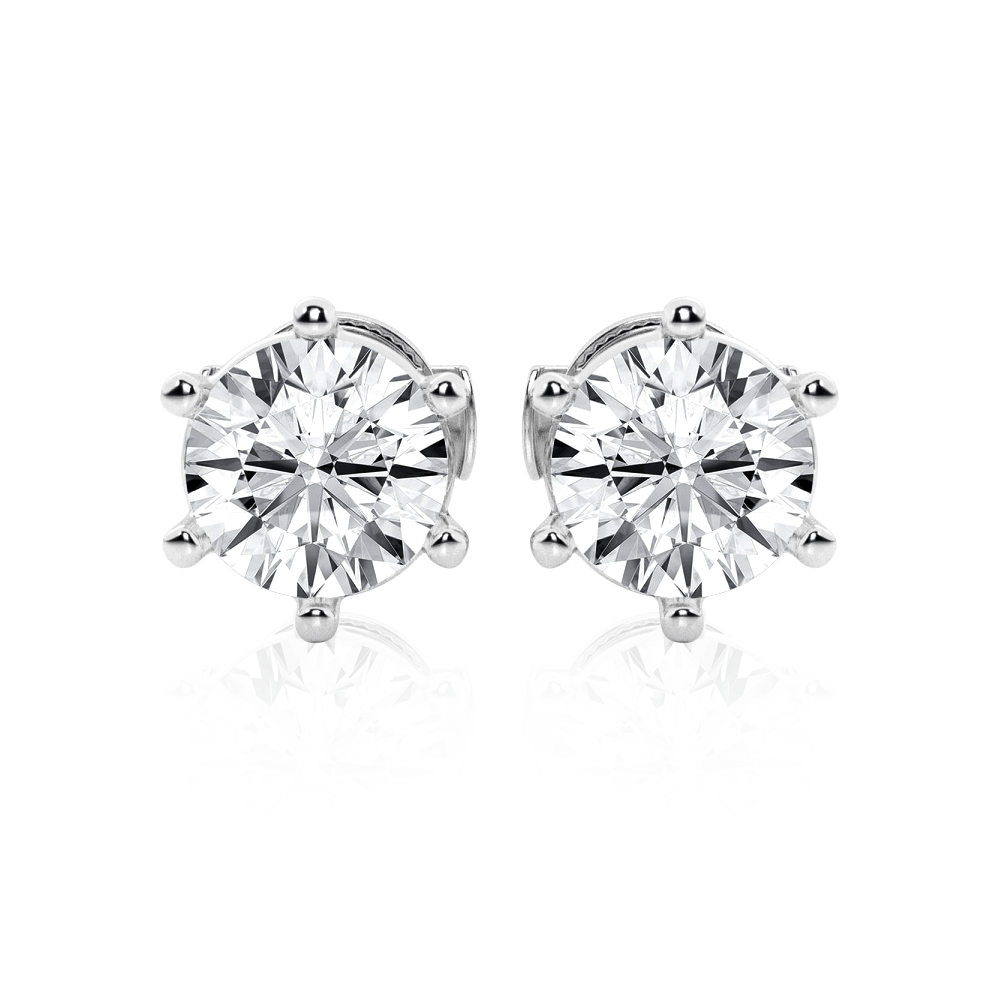 Six Prong Round Cut Moissanite Earrings - TAYLOR KOM_925 Sterling Silver