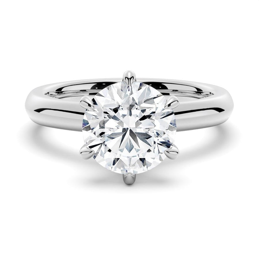 Six - Prong Round Moissanite Engagement Ring With Hidden Sapphire - TAYLOR KOM_925 Sterling Silver