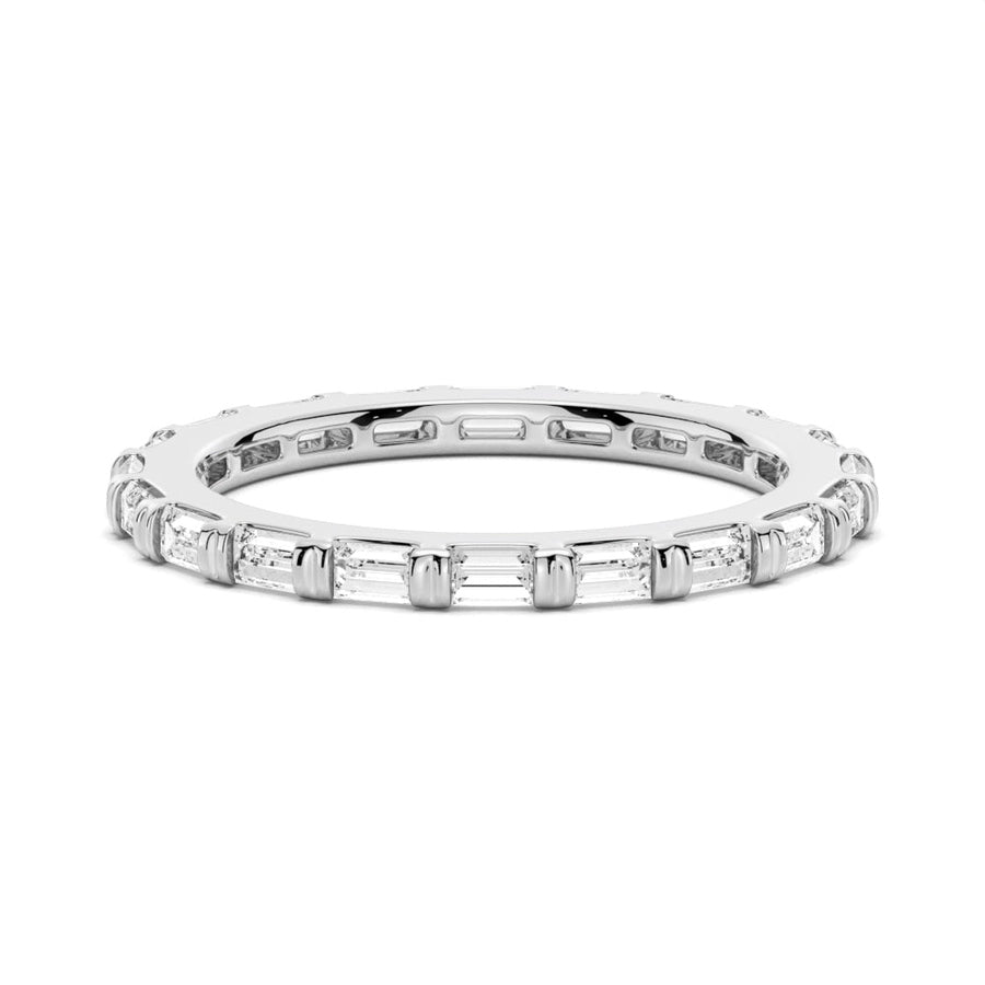 Slim Baguette Moissanite Stackable Band - TAYLOR KOM_925 Sterling Silver