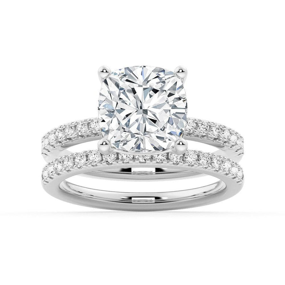 Solitaire Cushion Shaped Moissanite Bridal Set - TAYLOR KOM_925 Sterling Silver