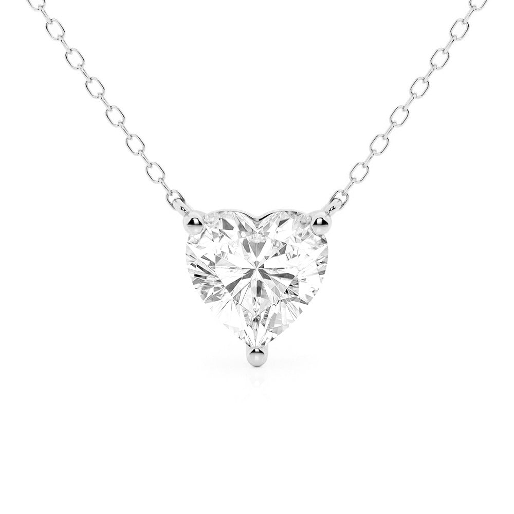 Solitaire Heart Cut Moissanite Necklace - TAYLOR KOM_925 Sterling Silver