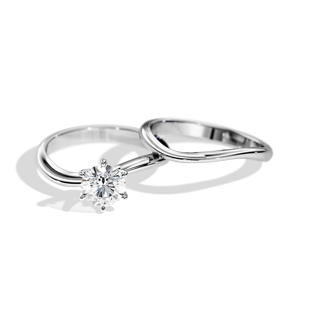 Solitaire Round Cut Wave Shape Bridal Set - TAYLOR KOM_925 Sterling Silver