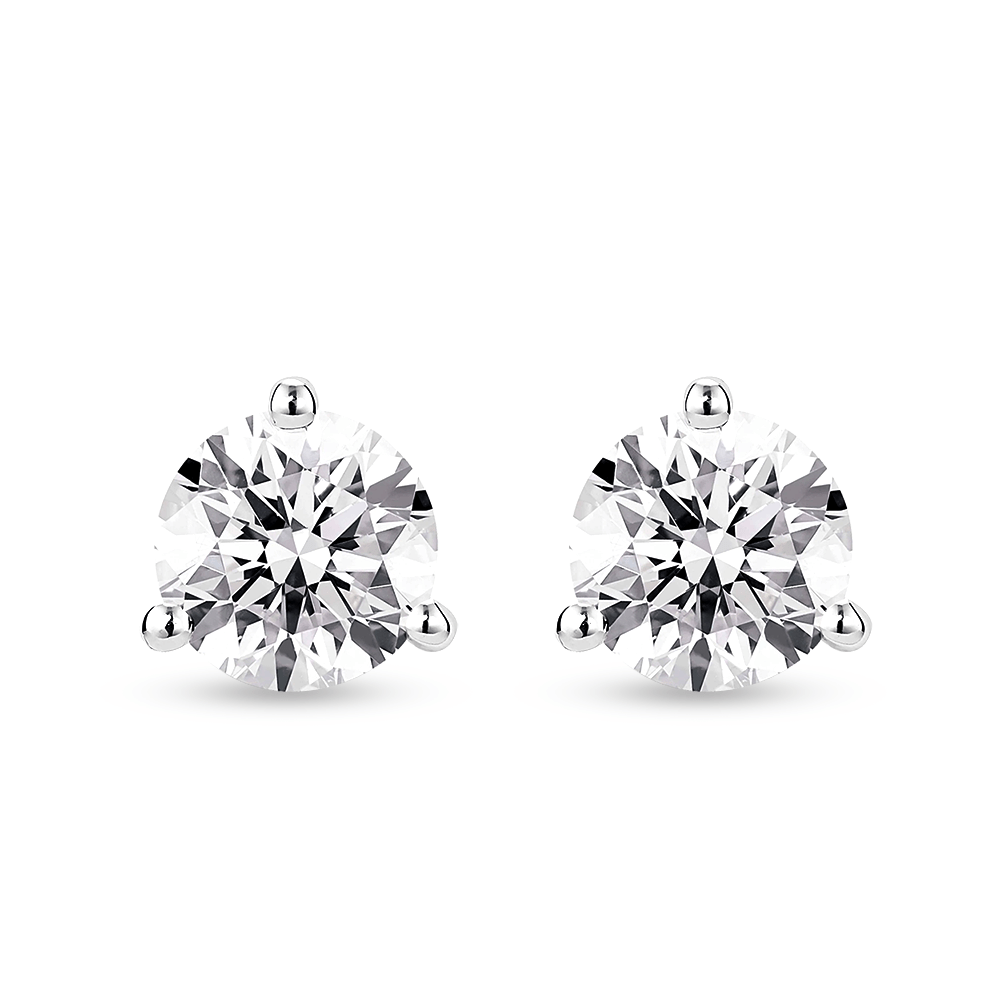 Solitaire Round Three Prong Moissanite Earrings - TAYLOR KOM_925 Sterling Silver