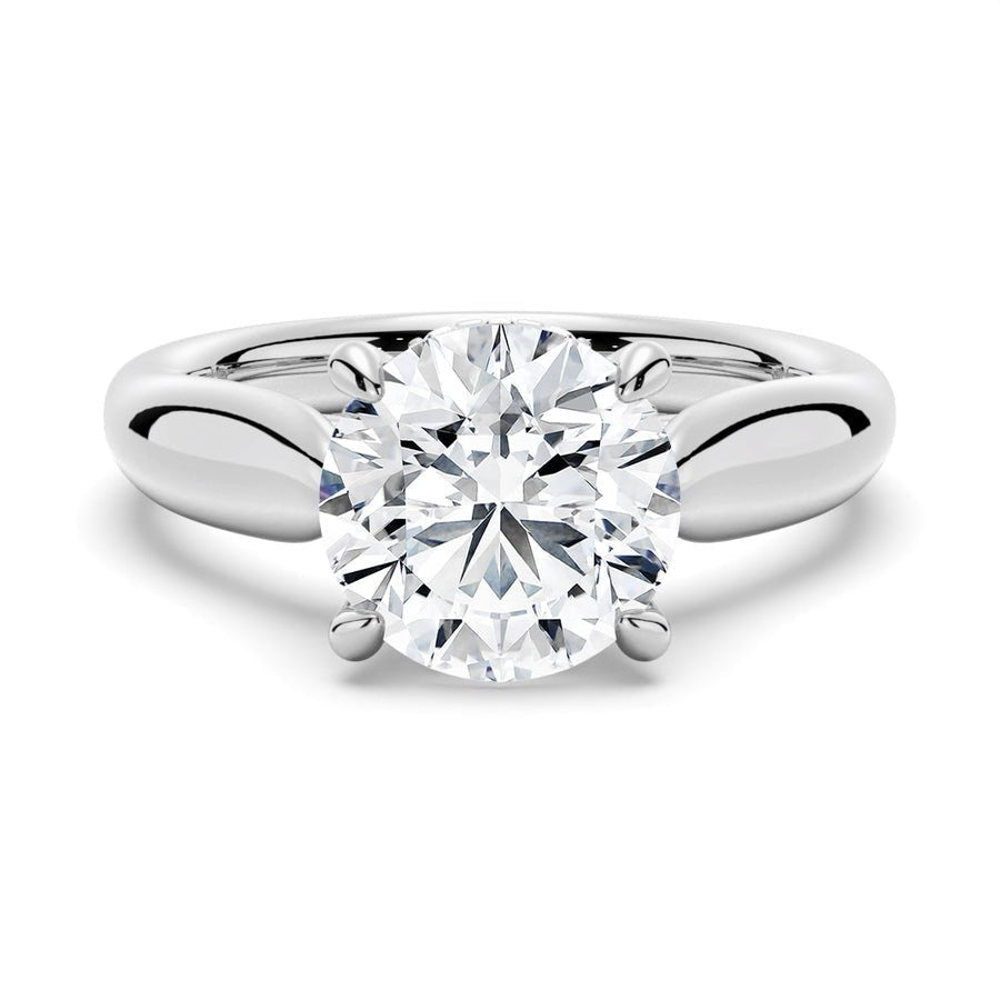 Tapered 4 - Prong Hidden Halo Round Moissanite Engagement Ring - 1.5 CT. - TAYLOR KOM_925 Sterling Silver