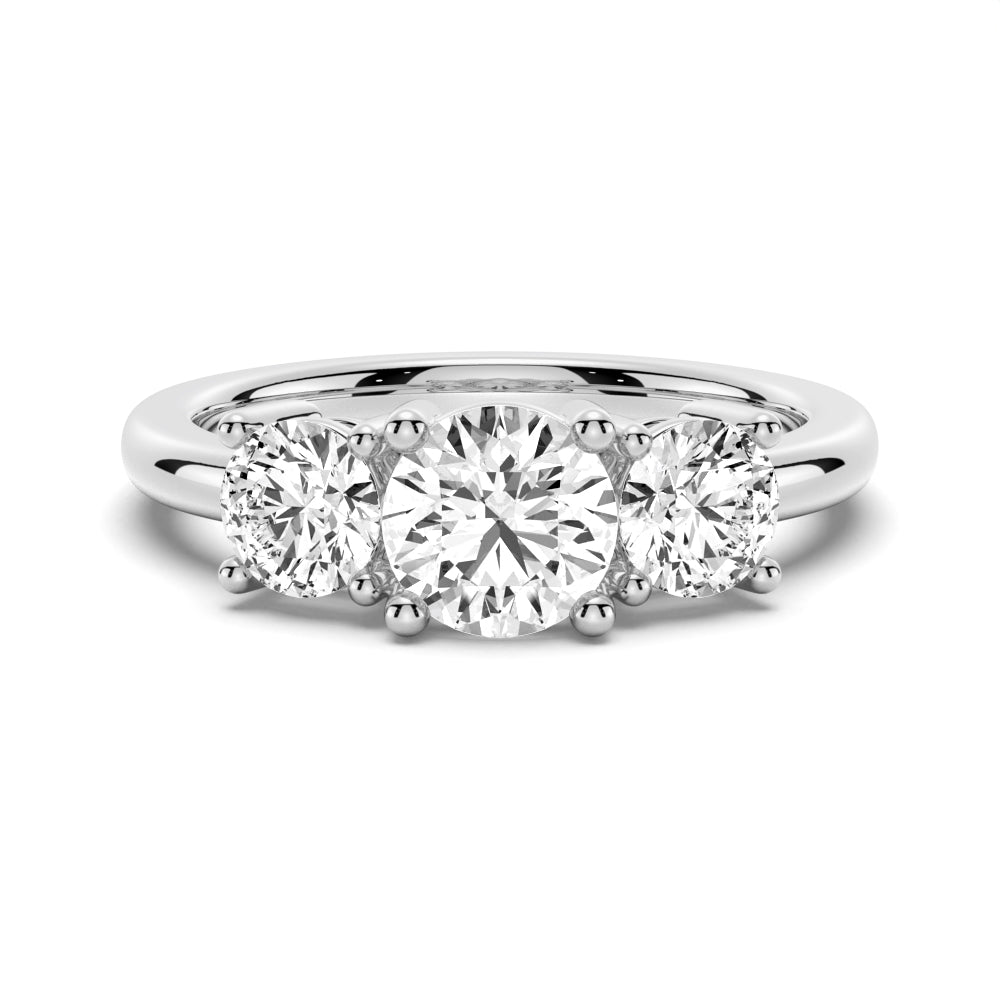 Three Stone Prong Set Moissanite Wedding Band - TAYLOR KOM_925 Sterling Silver