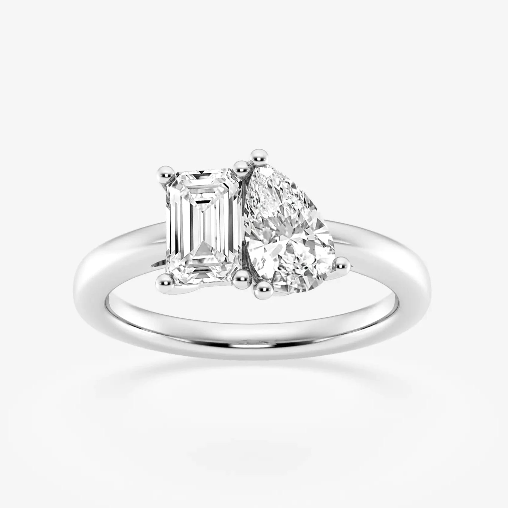 Toi Et Moi Pear and Emerald Engagement Ring - TAYLOR KOM_925 Sterling Silver