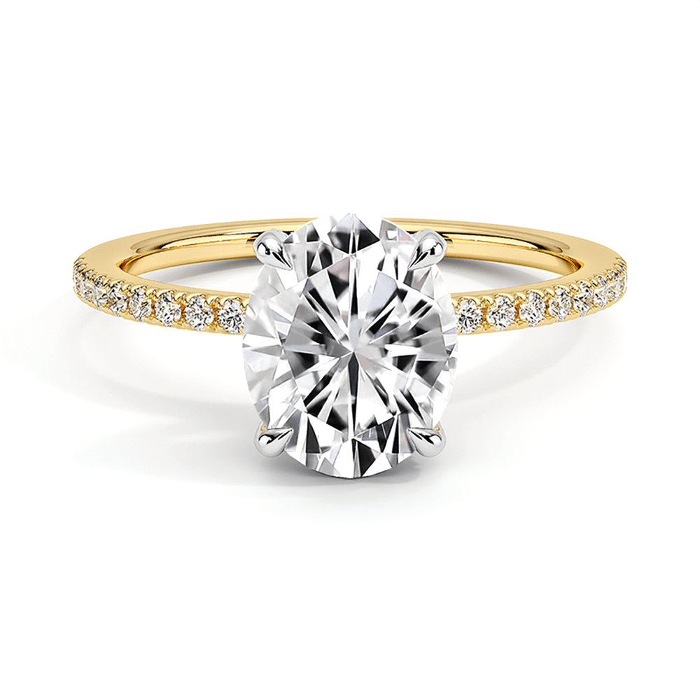 Two - Tone Oval Cut Four Prong Lab Grown Diamond Engagement Ring - TAYLOR KOM_10K Yellow White Gold