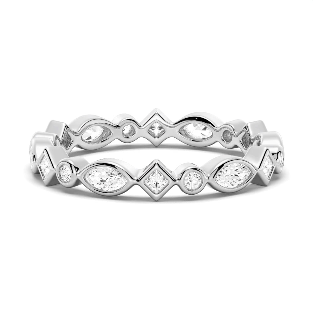 Unique Design Moissanite Wedding Band - TAYLOR KOM_925 Sterling Silver