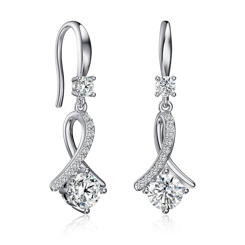 Unique Moissanite Infinity Earrings - 1.36CTW - TAYLOR KOM_925 Sterling Silver