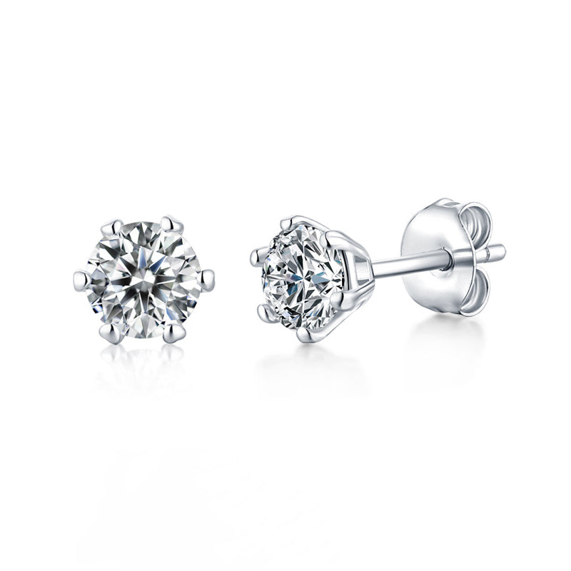 0.5 CT. Classic Six-Prong Round Moissanite Stud Earrings