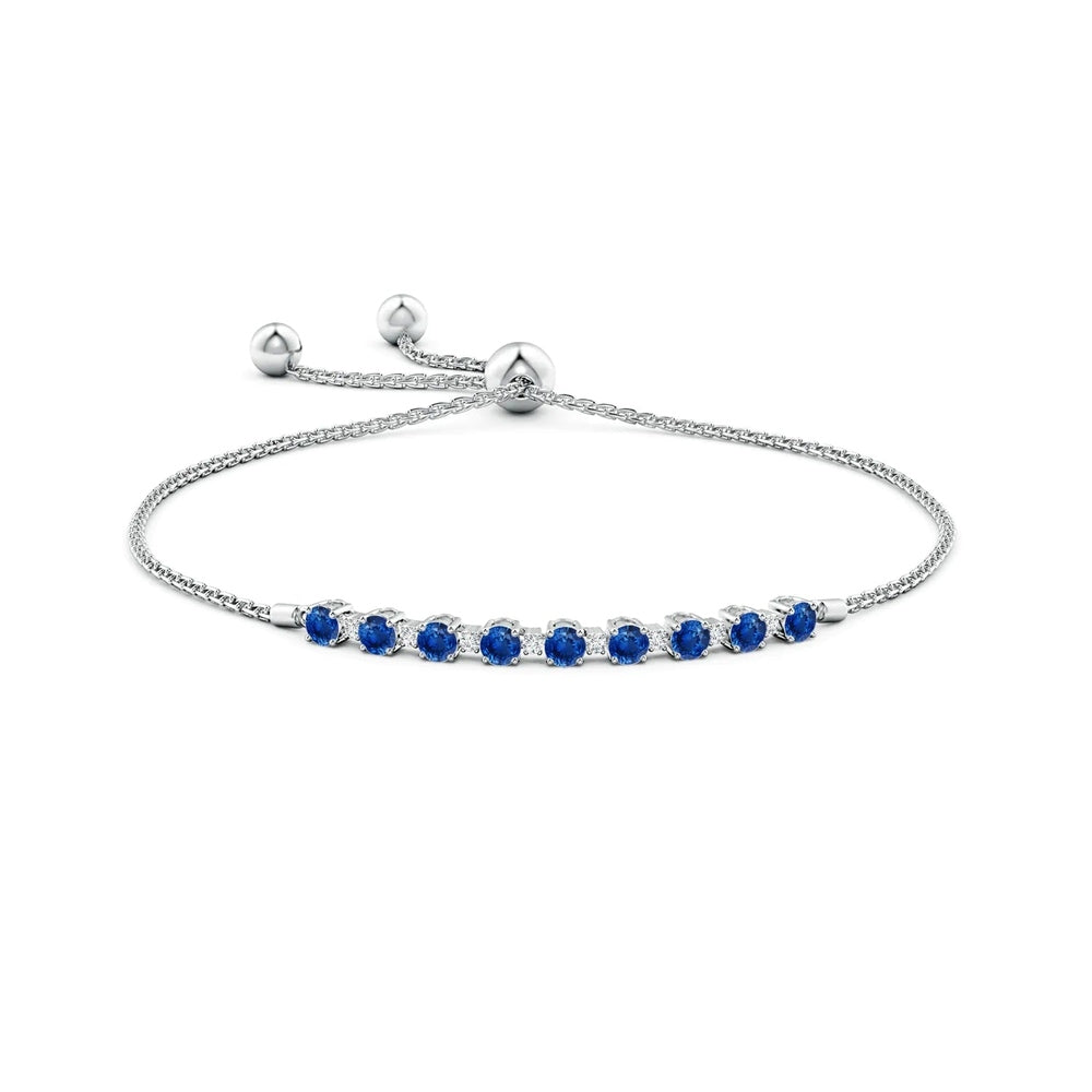 1.37 CT. Adjustable Blue Sapphire and White Sapphire Bolo Tennis Bracelet