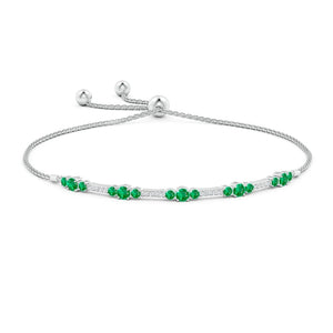 1.52 CT. Adjustable Emerald and White Sapphire Bolo Bracelet