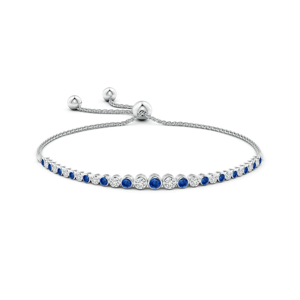 1.78 CT. Adjustable Bezel-Set Blue Sapphire and White Sapphire Bolo Bracelet