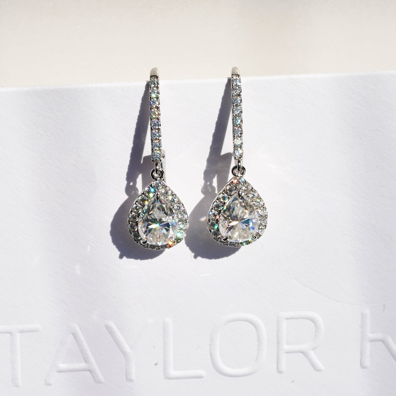 Halo Pear Pavé Moissanite Earrings