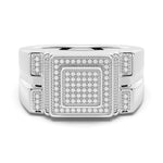 12mm Luxury Moissanite Micro Pave Square Stepped Men's Wedding Ring