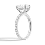 2.5 CT. Pear-Shaped Pavé Band Moissanite Engagement Ring With Hidden Halo