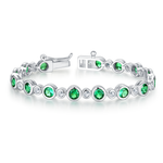 4.24 CT. Bezel-Set Emerald and White Sapphire Tennis Bracelet