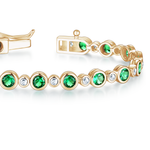 4.24 CT. Bezel-Set Emerald and White Sapphire Tennis Bracelet