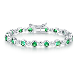 4.24 CT. Bezel-Set Emerald and White Sapphire Tennis Bracelet