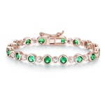 4.24 CT. Bezel-Set Emerald and White Sapphire Tennis Bracelet