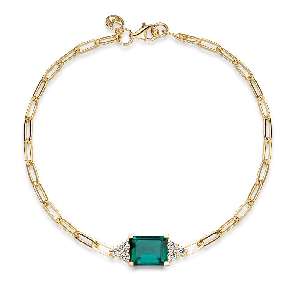 4 CT. Emerald-Cut Emerald Paperclip Bracelet